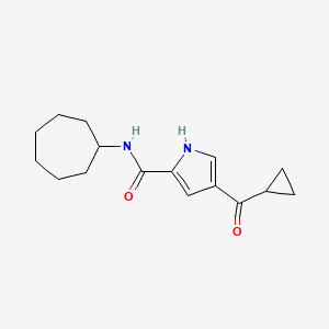 molecular formula C16H22N2O2 B2796105 N-cycloheptyl-4-(cyclopropylcarbonyl)-1H-pyrrole-2-carboxamide CAS No. 860610-18-0