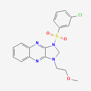 molecular formula C18H17ClN4O3S B2796108 1-((3-chlorophenyl)sulfonyl)-3-(2-methoxyethyl)-2,3-dihydro-1H-imidazo[4,5-b]quinoxaline CAS No. 848687-52-5