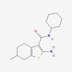 molecular formula C16H24N2OS B2796114 2-氨基-N-环己基-6-甲基-4,5,6,7-四氢-1-苯并噻吩-3-甲酸酰胺 CAS No. 438236-30-7