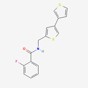 molecular formula C16H12FNOS2 B2796115 2-Fluoro-N-[(4-thiophen-3-ylthiophen-2-yl)methyl]benzamide CAS No. 2379985-02-9