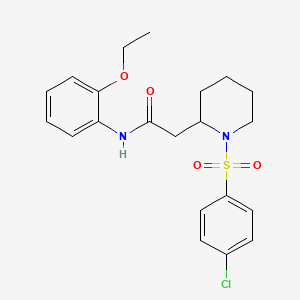 molecular formula C21H25ClN2O4S B2796126 2-(1-((4-chlorophenyl)sulfonyl)piperidin-2-yl)-N-(2-ethoxyphenyl)acetamide CAS No. 941911-06-4