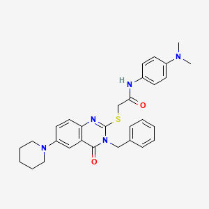 molecular formula C30H33N5O2S B2796137 2-((3-benzyl-4-oxo-6-(piperidin-1-yl)-3,4-dihydroquinazolin-2-yl)thio)-N-(4-(dimethylamino)phenyl)acetamide CAS No. 689228-59-9