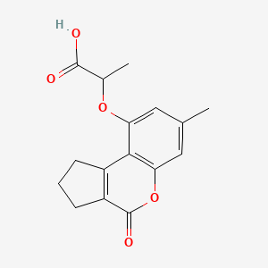 molecular formula C16H16O5 B2796138 2-[(7-Methyl-4-oxo-1,2,3,4-tetrahydrocyclopenta[c]chromen-9-yl)oxy]propanoic acid CAS No. 314744-27-9