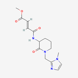 molecular formula C15H20N4O4 B2796144 Methyl (E)-4-[[1-[(1-methylimidazol-2-yl)methyl]-2-oxopiperidin-3-yl]amino]-4-oxobut-2-enoate CAS No. 2411336-83-7