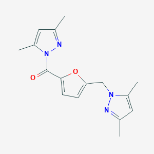 molecular formula C16H18N4O2 B279615 1-{5-[(3,5-dimethyl-1H-pyrazol-1-yl)methyl]-2-furoyl}-3,5-dimethyl-1H-pyrazole 