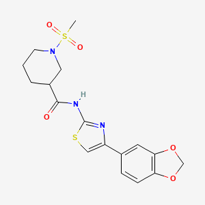 molecular formula C17H19N3O5S2 B2796158 N-(4-(benzo[d][1,3]dioxol-5-yl)thiazol-2-yl)-1-(methylsulfonyl)piperidine-3-carboxamide CAS No. 1060165-63-0