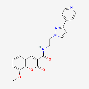 8-methoxy-2-oxo-N-(2-(3-(pyridin-4-yl)-1H-pyrazol-1-yl)ethyl)-2H-chromene-3-carboxamide