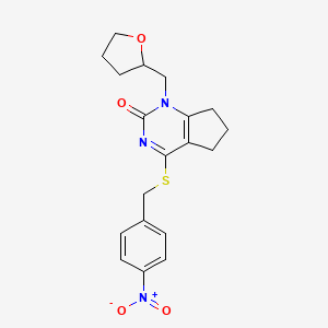 4-((4-nitrobenzyl)thio)-1-((tetrahydrofuran-2-yl)methyl)-6,7-dihydro-1H-cyclopenta[d]pyrimidin-2(5H)-one