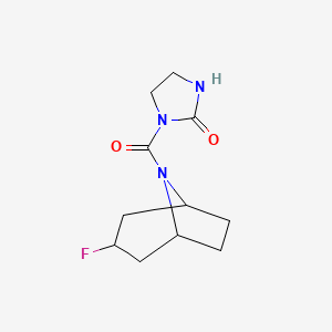 molecular formula C11H16FN3O2 B2796170 1-(3-Fluoro-8-azabicyclo[3.2.1]octane-8-carbonyl)imidazolidin-2-one CAS No. 2320853-11-8