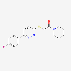 molecular formula C17H18FN3OS B2796177 2-[6-(4-Fluoro-phenyl)-pyridazin-3-ylsulfanyl]-1-piperidin-1-yl-ethanone CAS No. 626222-39-7