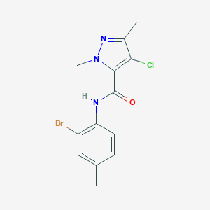 molecular formula C13H13BrClN3O B279618 N-(2-bromo-4-methylphenyl)-4-chloro-1,3-dimethyl-1H-pyrazole-5-carboxamide 