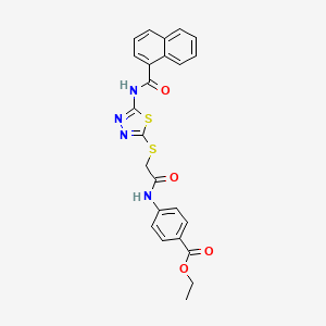 Ethyl 4-[[2-[[5-(naphthalene-1-carbonylamino)-1,3,4-thiadiazol-2-yl]sulfanyl]acetyl]amino]benzoate