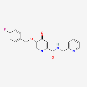 molecular formula C20H18FN3O3 B2796189 5-((4-fluorobenzyl)oxy)-1-methyl-4-oxo-N-(pyridin-2-ylmethyl)-1,4-dihydropyridine-2-carboxamide CAS No. 1021249-28-4