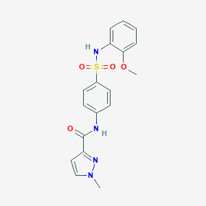 molecular formula C18H18N4O4S B279619 N-{4-[(2-methoxyanilino)sulfonyl]phenyl}-1-methyl-1H-pyrazole-3-carboxamide 