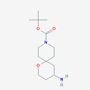 molecular formula C14H26N2O3 B2796191 4-氨基-1-氧杂-9-氮杂螺[5.5]十一烷-9-羧酸叔丁酯 CAS No. 1250994-52-5