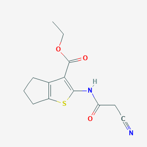 molecular formula C13H14N2O3S B2796203 乙酸-2-[(氰乙酰)氨基]-5,6-二氢-4H-环戊[3]噻吩-3-羧酸酯 CAS No. 544434-08-4