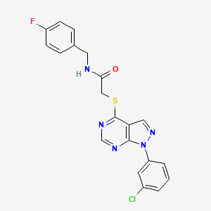 molecular formula C20H15ClFN5OS B2796204 2-((1-(3-chlorophenyl)-1H-pyrazolo[3,4-d]pyrimidin-4-yl)thio)-N-(4-fluorobenzyl)acetamide CAS No. 872861-75-1