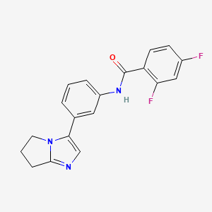 molecular formula C19H15F2N3O B2796215 N-(3-(6,7-dihydro-5H-pyrrolo[1,2-a]imidazol-3-yl)phenyl)-2,4-difluorobenzamide CAS No. 1396710-59-0