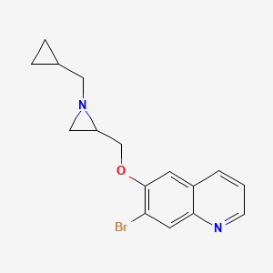 molecular formula C16H17BrN2O B2796216 7-Bromo-6-[[1-(cyclopropylmethyl)aziridin-2-yl]methoxy]quinoline CAS No. 2411277-36-4