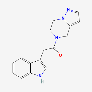 molecular formula C16H16N4O B2796219 1-(6,7-dihydropyrazolo[1,5-a]pyrazin-5(4H)-yl)-2-(1H-indol-3-yl)ethanone CAS No. 2034236-95-6