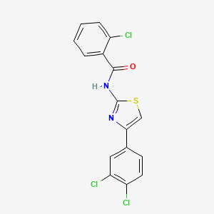 molecular formula C16H9Cl3N2OS B2796221 2-chloro-N-[4-(3,4-dichlorophenyl)-1,3-thiazol-2-yl]benzamide CAS No. 306289-47-4