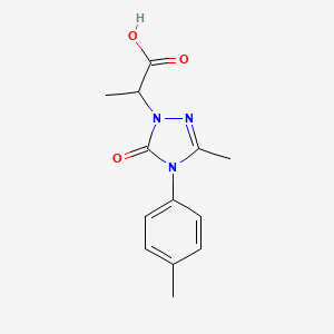 molecular formula C13H15N3O3 B2796225 2-[3-methyl-4-(4-methylphenyl)-5-oxo-4,5-dihydro-1H-1,2,4-triazol-1-yl]propanoic acid CAS No. 866149-18-0