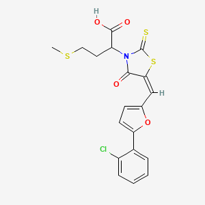 molecular formula C19H16ClNO4S3 B2796233 (E)-2-(5-((5-(2-氯苯基)呋喃-2-基)甲亚)-4-氧代-2-硫代噻唑烷-3-基)-4-(甲硫基)丁酸 CAS No. 875286-27-4