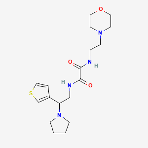 molecular formula C18H28N4O3S B2796235 N1-(2-吗啉基乙基)-N2-(2-(吡咯啉-1-基)-2-(噻吩-3-基)乙基)草酰胺 CAS No. 946247-77-4
