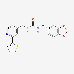 molecular formula C19H17N3O3S B2796239 1-(Benzo[d][1,3]dioxol-5-ylmethyl)-3-((2-(thiophen-2-yl)pyridin-4-yl)methyl)urea CAS No. 2034271-69-5