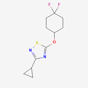 molecular formula C11H14F2N2OS B2796240 3-Cyclopropyl-5-[(4,4-difluorocyclohexyl)oxy]-1,2,4-thiadiazole CAS No. 2200300-50-9