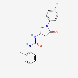 molecular formula C19H20ClN3O2 B2796242 1-(1-(4-Chlorophenyl)-5-oxopyrrolidin-3-yl)-3-(2,4-dimethylphenyl)urea CAS No. 894029-97-1