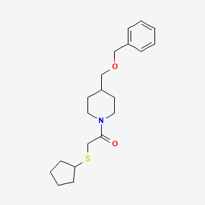 molecular formula C20H29NO2S B2796244 1-(4-((苄氧基)甲基哌啶-1-基)-2-(环戊硫基)乙酮 CAS No. 1226431-87-3