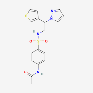 molecular formula C17H18N4O3S2 B2796249 N-(4-{[2-(1H-吡唑-1-基)-2-(噻吩-3-基)乙基]磺酰胺基}苯基)乙酰胺 CAS No. 2097934-80-8