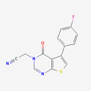 molecular formula C14H8FN3OS B2796252 2-[5-(4-氟苯基)-4-氧代-3H,4H-噻唑并[2,3-d]嘧啶-3-基]乙腈 CAS No. 634162-74-6