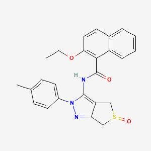 molecular formula C25H23N3O3S B2796254 2-ethoxy-N-(5-oxido-2-(p-tolyl)-4,6-dihydro-2H-thieno[3,4-c]pyrazol-3-yl)-1-naphthamide CAS No. 1007193-04-5