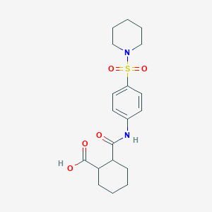 molecular formula C19H26N2O5S B2796267 2-((4-(Piperidin-1-ylsulfonyl)phenyl)carbamoyl)cyclohexanecarboxylic acid CAS No. 799250-51-4