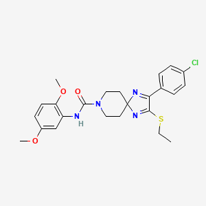 molecular formula C24H27ClN4O3S B2796268 2-(4-氯苯基)-N-(2,5-二甲氧基苯基)-3-(乙硫基)-1,4,8-三氮杂双环[4.5]癸-1,3-二烯-8-甲酰胺 CAS No. 894885-26-8