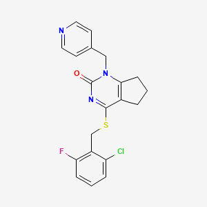 molecular formula C20H17ClFN3OS B2796279 4-((2-chloro-6-fluorobenzyl)thio)-1-(pyridin-4-ylmethyl)-6,7-dihydro-1H-cyclopenta[d]pyrimidin-2(5H)-one CAS No. 899958-09-9