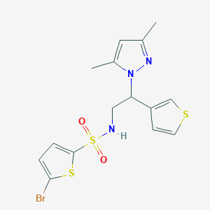 molecular formula C15H16BrN3O2S3 B2796281 5-bromo-N-(2-(3,5-dimethyl-1H-pyrazol-1-yl)-2-(thiophen-3-yl)ethyl)thiophene-2-sulfonamide CAS No. 2034546-58-0