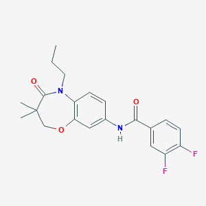 molecular formula C21H22F2N2O3 B2796286 N-(3,3-dimethyl-4-oxo-5-propyl-2,3,4,5-tetrahydrobenzo[b][1,4]oxazepin-8-yl)-3,4-difluorobenzamide CAS No. 921567-31-9