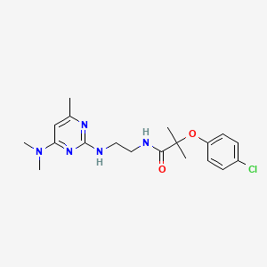 molecular formula C19H26ClN5O2 B2796316 2-(4-chlorophenoxy)-N-(2-((4-(dimethylamino)-6-methylpyrimidin-2-yl)amino)ethyl)-2-methylpropanamide CAS No. 1206985-12-7