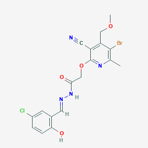 (E)-2-((5-bromo-3-cyano-4-(methoxymethyl)-6-methylpyridin-2-yl)oxy)-N'-(5-chloro-2-hydroxybenzylidene)acetohydrazide