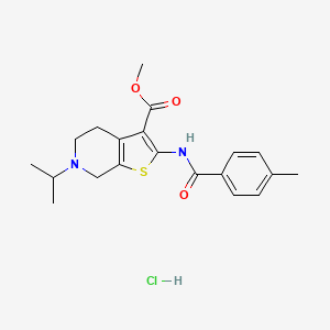 molecular formula C20H25ClN2O3S B2796331 Methyl 6-isopropyl-2-(4-methylbenzamido)-4,5,6,7-tetrahydrothieno[2,3-c]pyridine-3-carboxylate hydrochloride CAS No. 1330612-68-4