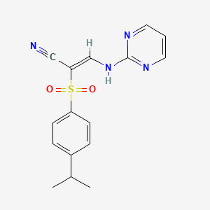 2-((4-(Isopropyl)phenyl)sulfonyl)-3-(pyrimidin-2-ylamino)prop-2-enenitrile