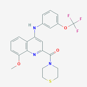 (8-Methoxy-4-((3-(trifluoromethoxy)phenyl)amino)quinolin-2-yl)(thiomorpholino)methanone