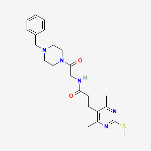 N-[2-(4-benzylpiperazin-1-yl)-2-oxoethyl]-3-[4,6-dimethyl-2-(methylsulfanyl)pyrimidin-5-yl]propanamide