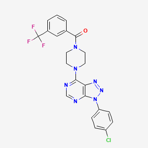 molecular formula C22H17ClF3N7O B2796354 (4-(3-(4-chlorophenyl)-3H-[1,2,3]triazolo[4,5-d]pyrimidin-7-yl)piperazin-1-yl)(3-(trifluoromethyl)phenyl)methanone CAS No. 920228-88-2