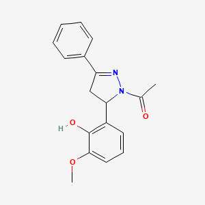 molecular formula C18H18N2O3 B2796362 1-[3-(2-羟基-3-甲氧基苯基)-5-苯基-3,4-二氢吡唑-2-基]乙酮 CAS No. 876942-71-1