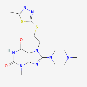 3-methyl-7-(2-((5-methyl-1,3,4-thiadiazol-2-yl)thio)ethyl)-8-(4-methylpiperazin-1-yl)-1H-purine-2,6(3H,7H)-dione