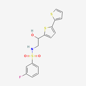 molecular formula C16H14FNO3S3 B2796385 2-{[2,2'-bithiophene]-5-yl}-S-(3-fluorophenyl)-2-hydroxyethane-1-sulfonamido CAS No. 2097931-66-1